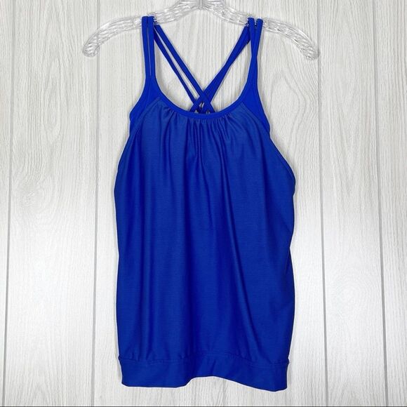 Athleta Tops - Athleta | Blue Hidden Agenda 2 In 1 Sports Bra Tank Top Size XXSmall